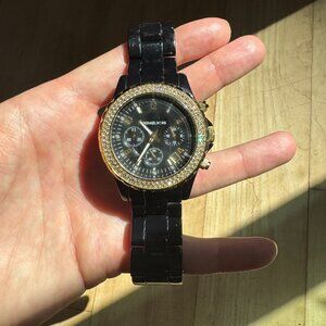 Michael Kors Black & Gold Chronograph Watch MK5501 – Crystal Bezel